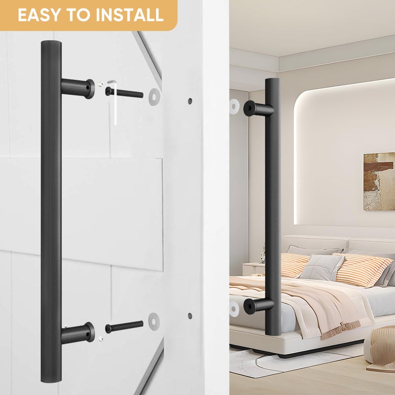 JUBEST 16" Push Pull Door Handle, Double Sided H Shape Sliding Doors Handle, Heavy Duty Swing Door Handles, Flat Black - Image 4